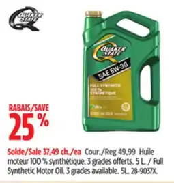 Canadian Tire Quaker State Full Synthetic Motor Oil offer