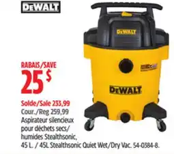 Canadian Tire Dewalt 45L Stealthsonic Quiet Wet/Dry Vac offer