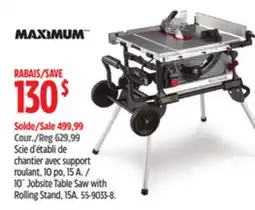 Canadian Tire Maximum 10 Jobsite Table Saw with Rolling Stand offer