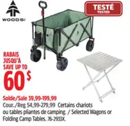 Canadian Tire Woods Selected Wagons or Folding Camp Tables offer