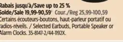 Canadian Tire Selected Earbuds, Portable Speaker or Alarm Clocks offer
