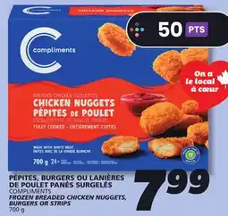 IGA COMPLIMENTS FROZEN BREADED CHICKEN NUGGETS, BURGERS OR STRIPS offer