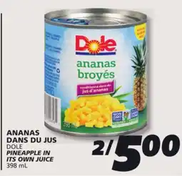 IGA DOLE PINEAPPLE IN ITS OWN JUICE offer