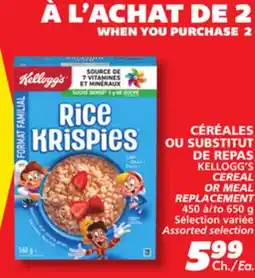 IGA KELLOGG'S CEREAL OR MEAL REPLACEMENT offer