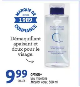 Uniprix OPTION+ Eau micellaire/Micellar water offer