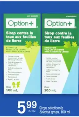 Uniprix Option + Sirops sélectionnés / Selected syrups offer