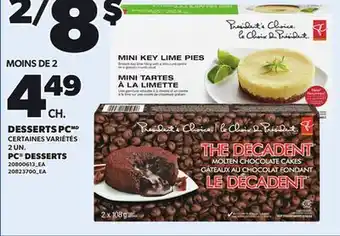 Provigo PC DESSERTS, 2 UN offer