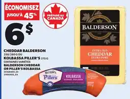 Provigo BALDERSON CHEDDAR 250/280 G OR PILLER'S KOLBASSA, 375 G offer