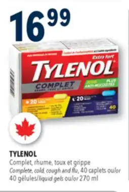 Familiprix TYLENOL Complete, cold, cough and flu, or 40 liquid gels or 270 ml offer