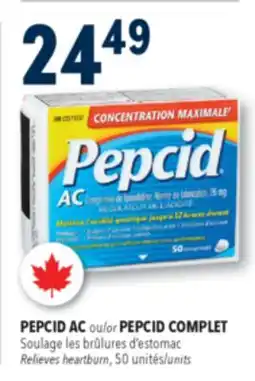 Familiprix PEPCID AC or PEPCID COMPLET Relieves heartburn 50 units offer