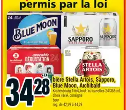 Super C BIÈRE STELLA ARTOIS, SAPPORO, BLUE MOON, ARCHIBALD | BEER offer