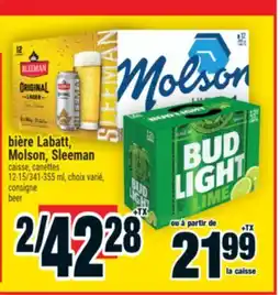 Super C BIÈRE LABATT, MOLSON, SLEEMAN CAISSE, CANETTES | BEER offer