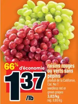 Super C raisins rouges ou verts sans pépins | seedless red or green grapes offer