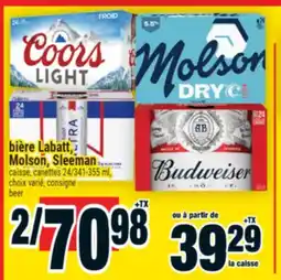 Super C BIÈRE LABATT, MOLSON, SLEEMAN | BEER offer