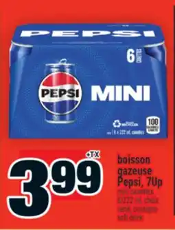 Super C BOISSON GAZEUSE PEPSI, 7UP MINI CANETTES | SOFT DRINK offer