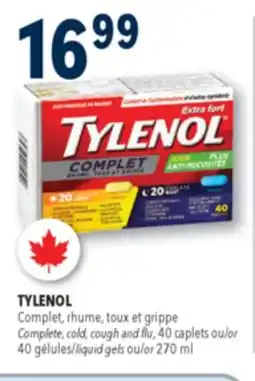 Familiprix TYLENOL, Complete, cold, cough and flu, 40 caplets or 40 liquid gels or 270 ml offer