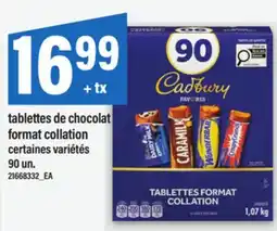Maxi TABLETTES DE CHOCOLAT FORMAT COLLATION, 90 UN offer