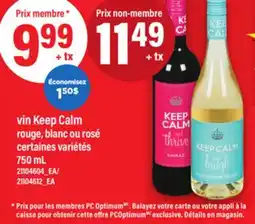 Maxi VIN KEEP CALM ROUGE, BLANC OU ROSÉ, 750 ML offer