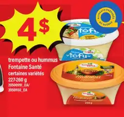Maxi TREMPETTE OU HUMMUS FONTAINE SANTÉ offer