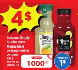 Maxi BOISSONS SIMPLY OU ZÉRO SUCRE | Minute Maid, 1.54 L offer