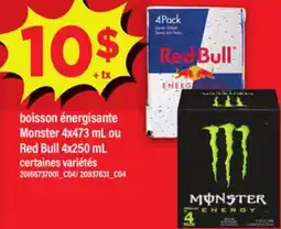 Maxi BOISSON ÉNERGISANTE MONSTER, 4X473 ML OU RED BULL, 4X250 ML offer