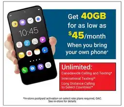 Visions Electronics Get 40GB for as low as $45/month When you Bring your Own Phone offer