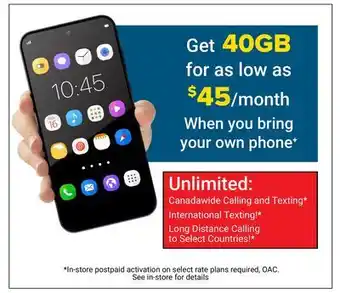 Visions Electronics Get 40GB for as low as $45/month When you Bring your Own Phone offer