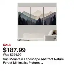 Wayfair Sun Mountain Landscape Abstract Nature Forest Minimalist Pictures Framed Canvas Print Wall Art offer