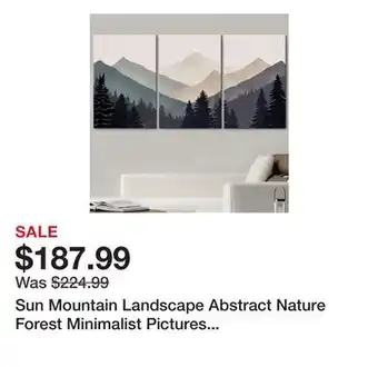 Wayfair Sun Mountain Landscape Abstract Nature Forest Minimalist Pictures Framed Canvas Print Wall Art offer