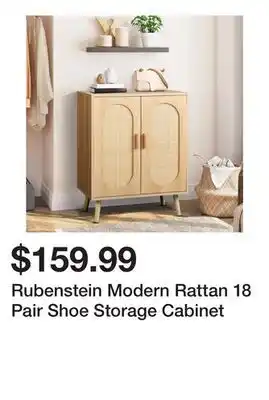 Wayfair Rubenstein Modern Rattan 18 Pair Shoe Storage Cabinet offer