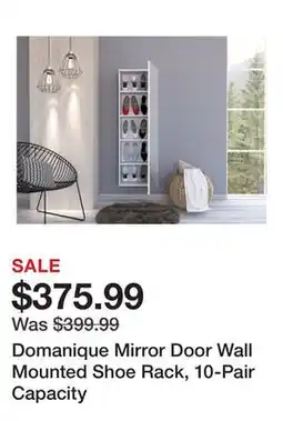 Wayfair Domanique Mirror Door Wall Mounted Shoe Rack, 10-Pair Capacity offer