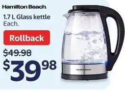 Walmart Hamilton Beach Glass kettle offer