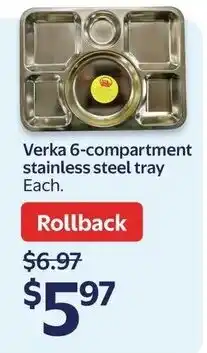 Walmart Verka 6-compartment stainless steel tray offer