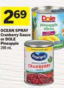 Foodland OCEAN SPRAY Cranberry Sauce or DOLE Pineapple 398 mL offer