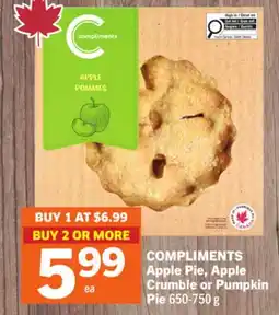 Foodland COMPLIMENTS Apple Pie, Apple Crumble or Pumpkin Pie offer