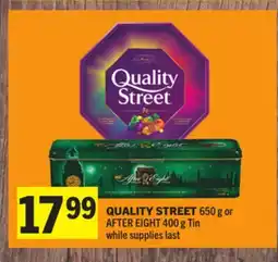 Foodland QUALITY STREET 650 g or AFTER EIGHT 400 g Tin offer