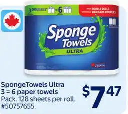 Walmart SpongeTowels Ultra 3 = 6 paper towels offer