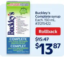 Walmart Buckley's Complete syrup offer