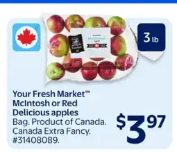 Walmart Your Fresh Market McIntosh or Red Delicious apples offer