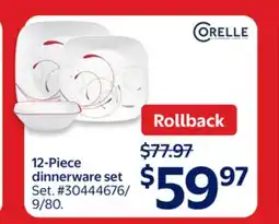 Walmart 12-Piece dinnerware set offer
