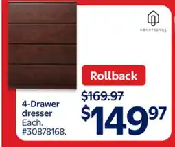 Walmart 4-Drawer dresser offer