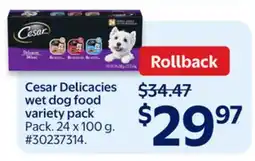 Walmart Cesar Delicacies wet dog food variety pack offer