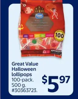 Walmart Great Value Halloween lollipops offer