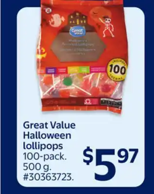Walmart Great Value Halloween lollipops offer
