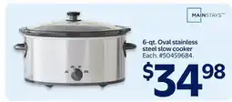 Walmart 6-Qt. Oval Stainless Steel Slow Cooker offer