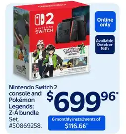 Walmart Nintendo Switch 2 console and Pokémon Z-A bundle offer