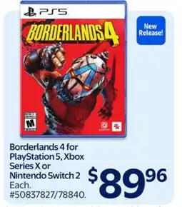 Walmart Borderlands 4 for PlayStation 5, Xbox Series X or Nintendo Switch 2 S offer