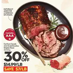Longo's Cut from Canada AAA Grade Boneless Striploin Roast offer