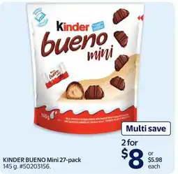 Walmart KINDER BUENO Mini 27-pack offer
