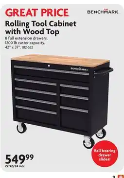 Home Hardware Rolling Tool Cabinet with Wood Top offer
